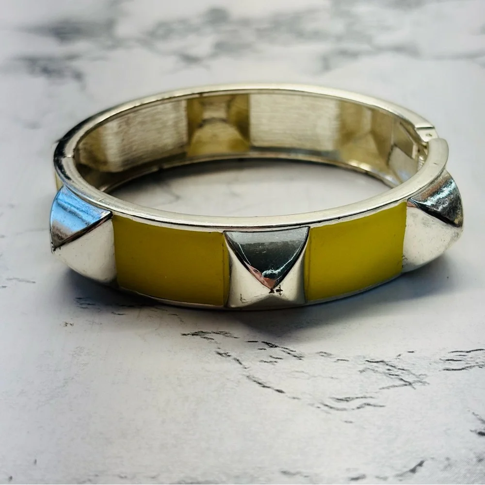 Silver and Yellow Geometric Bangle